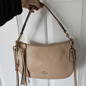 Coach Sutton Leather Hobo Bag in Beige - With 2 Straps & Gold Hardware!